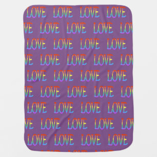 Rainbow Colors Love Word Baby Blankets