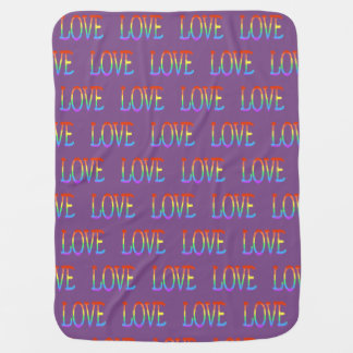 Rainbow Colors Love Word Baby Blankets