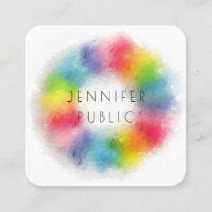 Rainbow Colors Modern Abstract Elegant Template Square Business Card