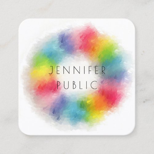 Rainbow Colors Modern Abstract Elegant Template Square Business Card