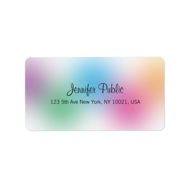 Rainbow Colors Modern Calligraphy Template Elegant Label (Front)