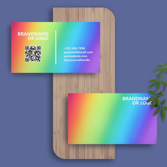 Rainbow Colors | Modern Classy QR Code LGBT Business Card (Creator Uploaded)