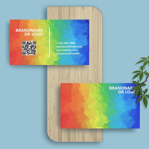 Rainbow Colors  Modern Professional QR Code LGBT Business Card