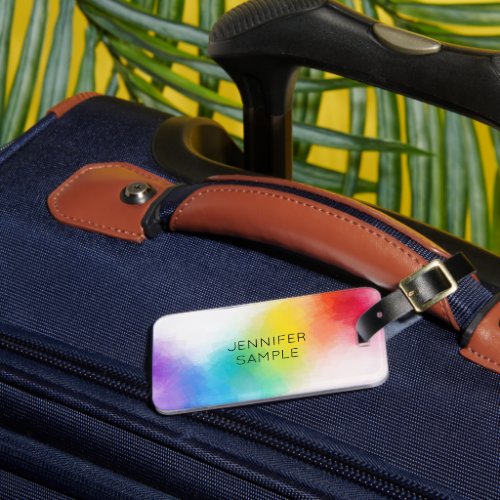 Rainbow Colors Modern Trendy Elegant Template Luggage Tag