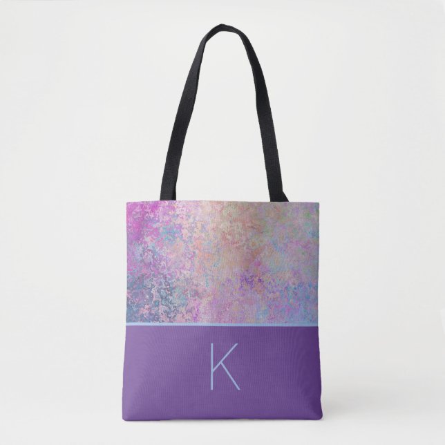 Rainbow Colors Monogrammed Tote Bag (Front)