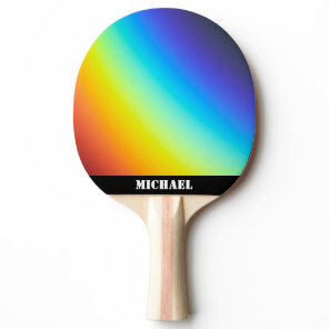 Rainbow Colors Name Black Ping Pong Paddle