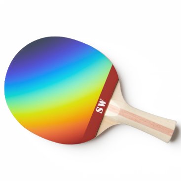 Rainbow Colors Name Red Ping Pong Paddle