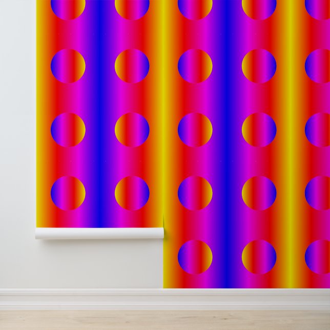 Rainbow Colors Neon Stripe and Circles Pattern Art Wallpaper (Application)
