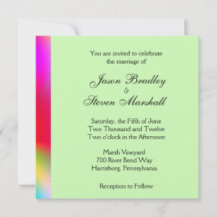 Rainbow Colors on Green Wedding Invitation