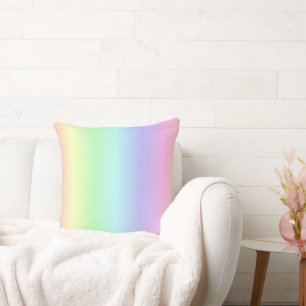 Rainbow Colors on Light Rose Throw Pillow