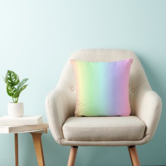 Rainbow Colors on Soft Yellow Throw Pillow