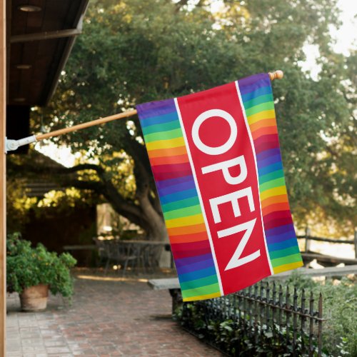 Rainbow Colors Open Sign for Shop Flag