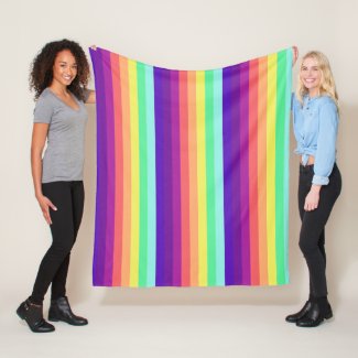 Rainbow colors palette, striped colorful pattern fleece blanket