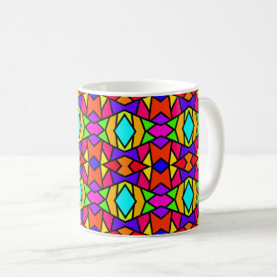 Rainbow Colors Patchwork Geometric Repeat Pattern Coffee Mug