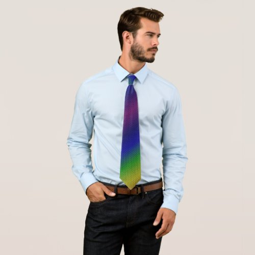 Rainbow Colors Pattern Textured Look Neck Tie