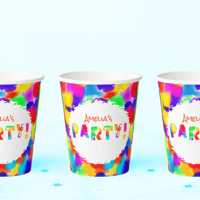 Rainbow Colors  Personalized Party Paper Cups (Creator Uploaded)