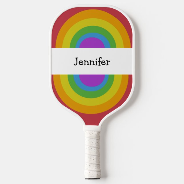 Rainbow Colors Personalized Pickleball Paddle (Front)