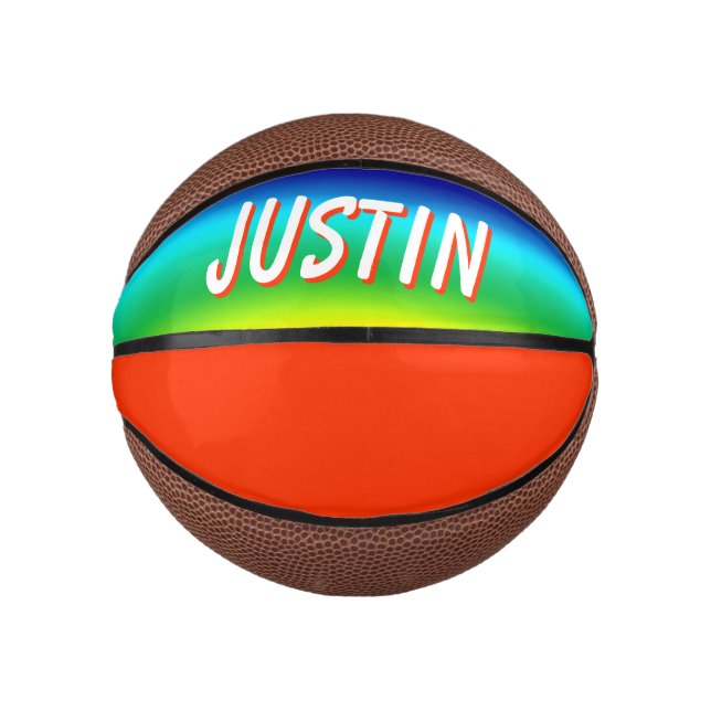 Rainbow Colors Personalized PRIDE Mini Basketball (Front)