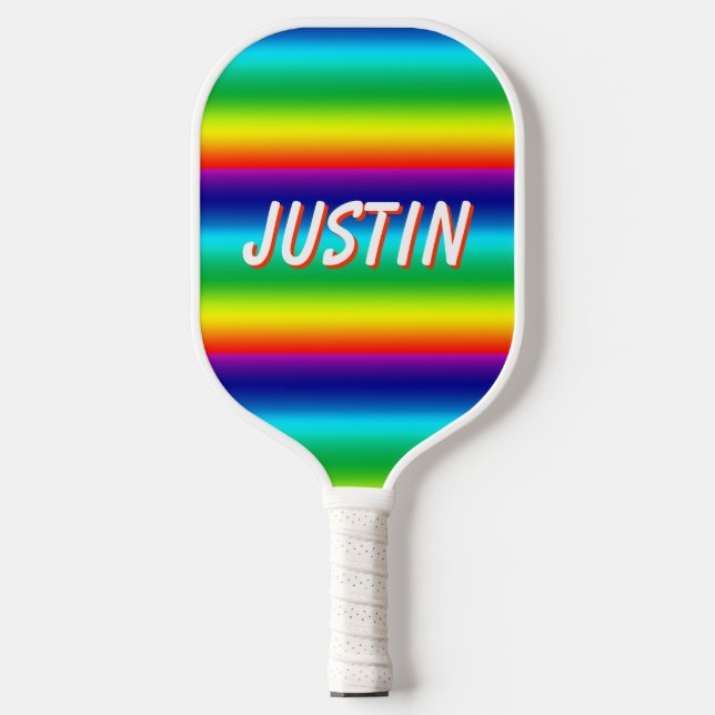 Rainbow Colors Personalized PRIDE Pickleball Paddle (Front)