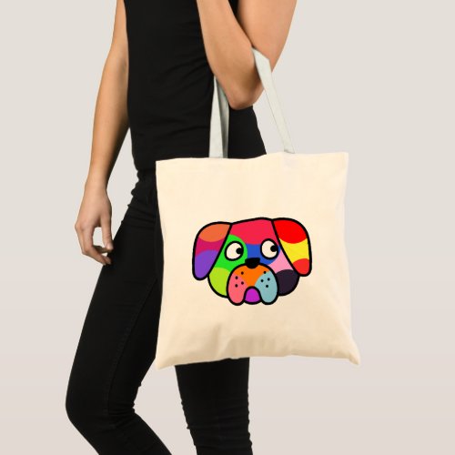Rainbow Colors Pet Funny Colorful Dog Puppy Face Tote Bag