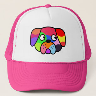 Rainbow Colors Pet Funny Colorful Dog Puppy Face Trucker Hat