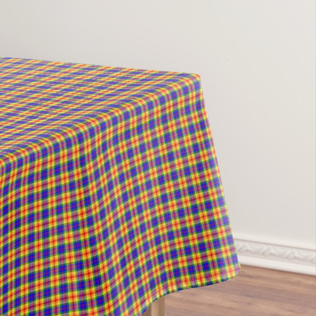Rainbow Colors Plaid Tartan Pattern Tablecloth (In Situ)