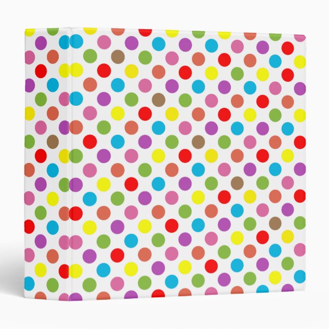 Rainbow colors polka dots pattern 3 ring binder (Front/Spine)
