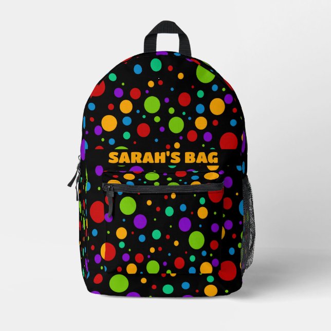Rainbow Colors PolkaDot Printed Backpack (Front)