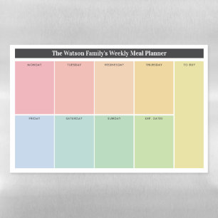 Rainbow Colors Practical Big Weekly Meal Planner Magnetic Dry Erase Sheet