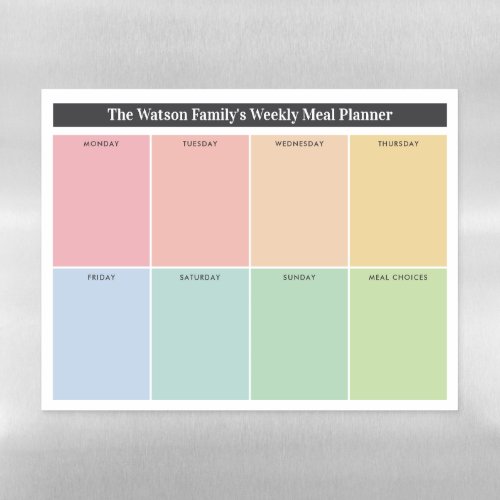 Rainbow Colors Practical Weekly Meal Planner Magnetic Dry Erase Sheet