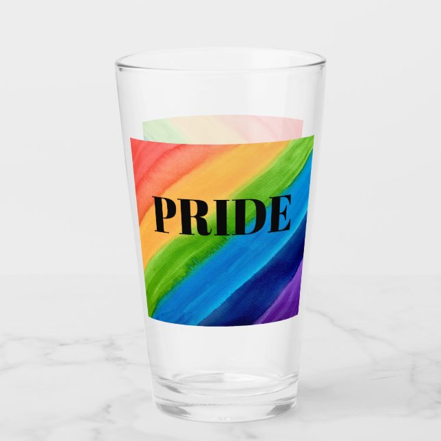 Rainbow Colors Pride Glass Cup (Front)