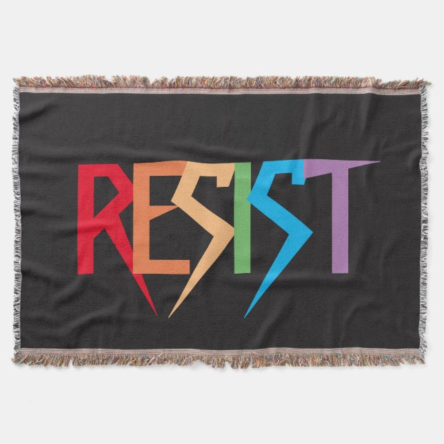 Rainbow Colors Resist Throw Blanket (Front)