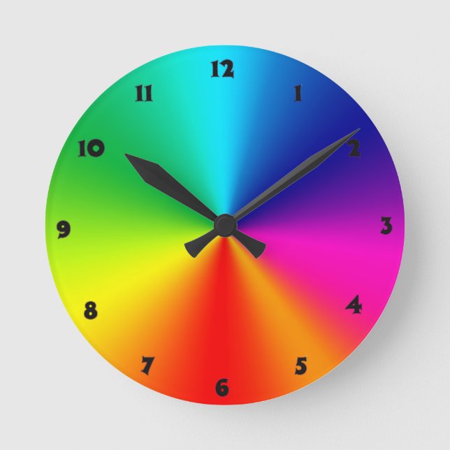 Rainbow Colors Round Clock (Front)