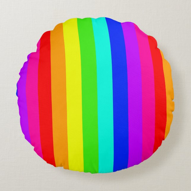 Rainbow Colors Round Pillow (Front)