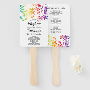 Rainbow colors scroll leaf lesbian program hand fa fan