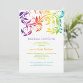 Rainbow colors scroll leaf wedding bridal shower invitation (Standing Front)