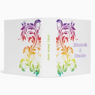 Rainbow colors scroll leaf wedding planner 3 ring binder