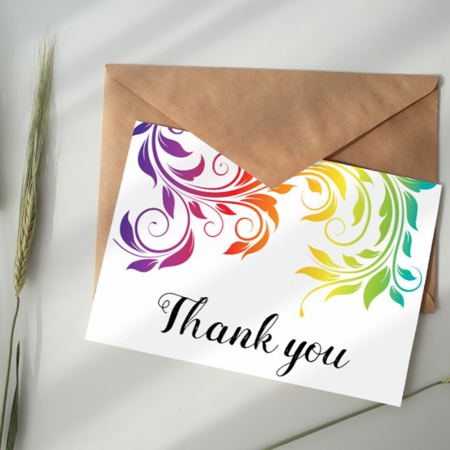 Rainbow colors scroll leaf wedding Thank You (Creator Uploaded)