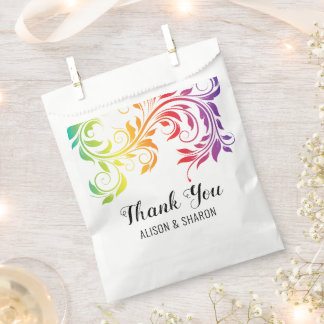 Rainbow colors scroll Thank You lesbian wedding  Favor Bag