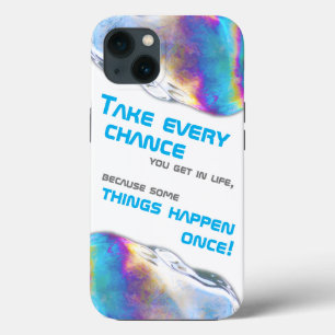 Rainbow colors shimmer bubbles motivational quote iPhone 13 case