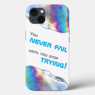 Rainbow colors shimmer bubbles motivational quote iPhone 13 case