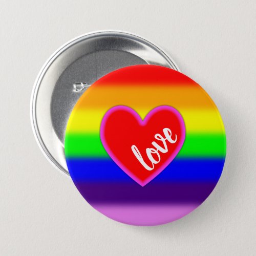 Rainbow Colors Soft Focus LGBT Gay Pride Heart Button
