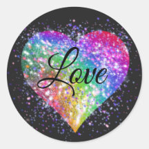 Rainbow colors sparking glitter heart love   class