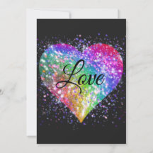 Rainbow colors sparking glitter heart love   