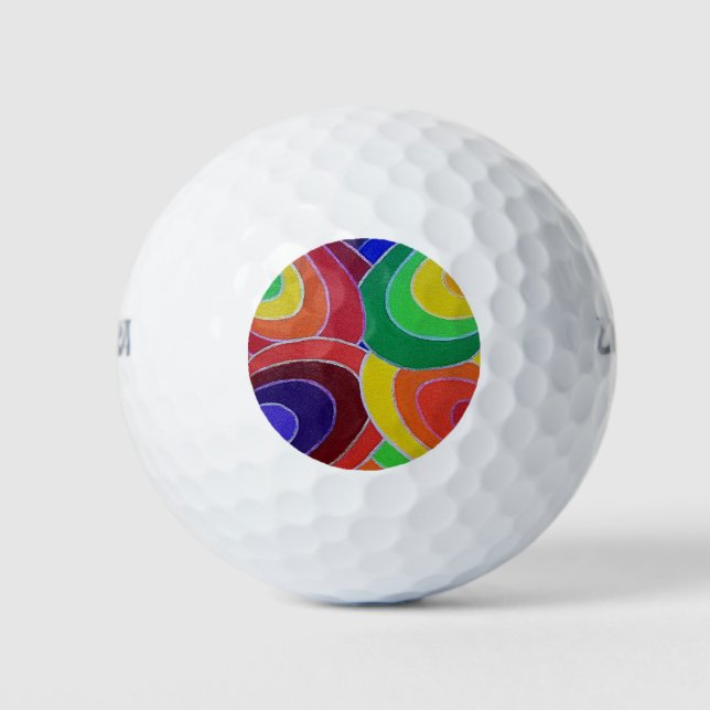Rainbow Colors Spirals Golf Balls (Front)
