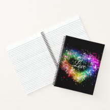 Rainbow colors spray paint sparking glitter heart 