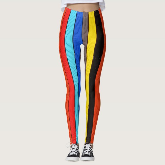 Rainbow Colors Striped Leggings (Front)