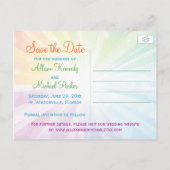 Rainbow Colors Striped Save the Date Post Card (Back)