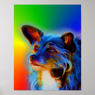Rainbow Colors Terrier Abstract Dog Art Poster