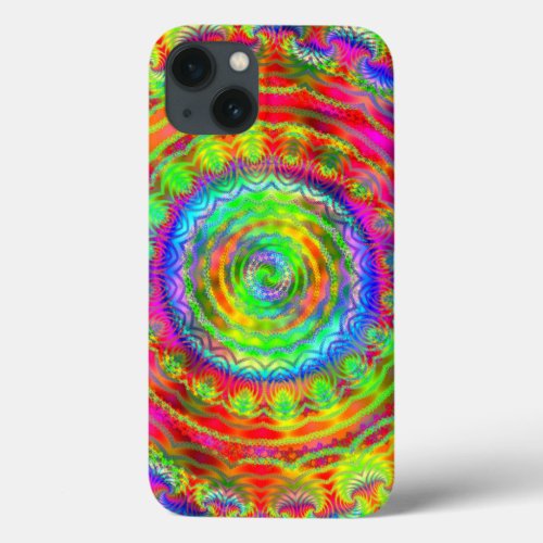 Rainbow Colors Tiedye Target Kaleidoscopic Fractal iPhone 13 Case